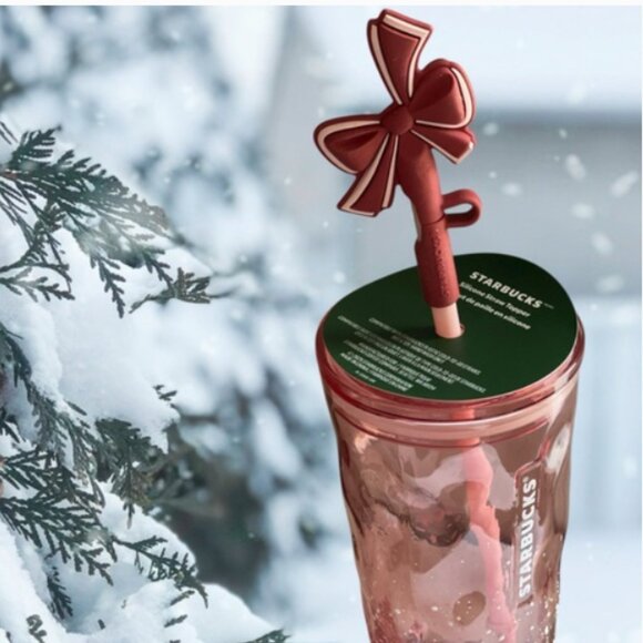Starbucks Pink Snow Globe Glass Holiday Bow Straw Tumbler 18 oz- NEW  2025 - Picture 1 of 6